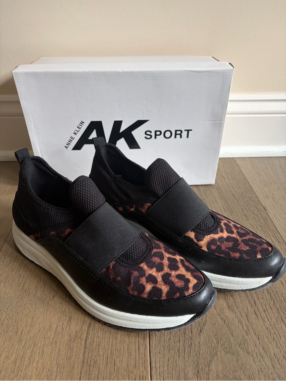 Anne Klein Sport Black & Leopard Slip-On Sneakers